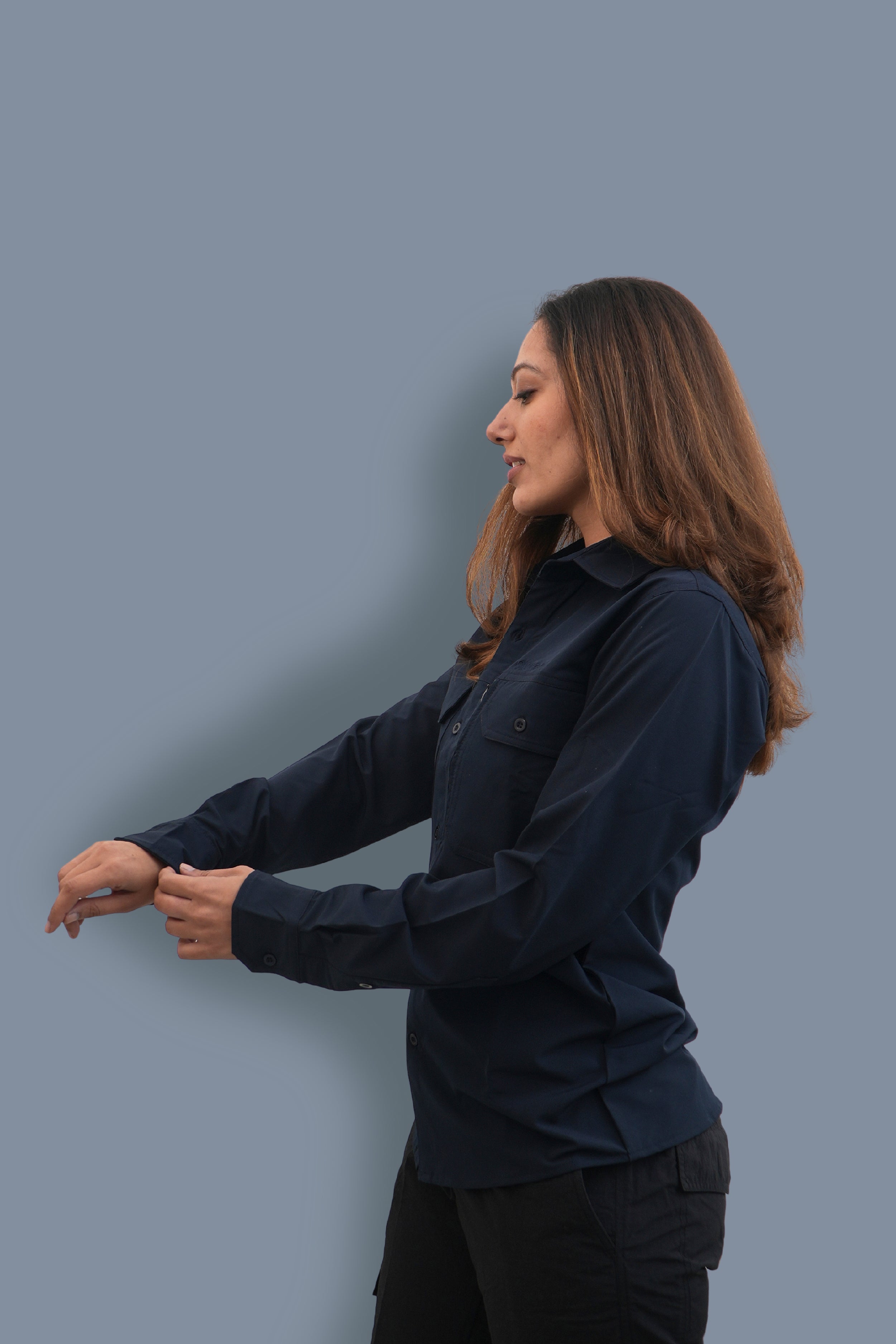 Nilgiris Full Sleeves Airvent Shirt - Teal Green