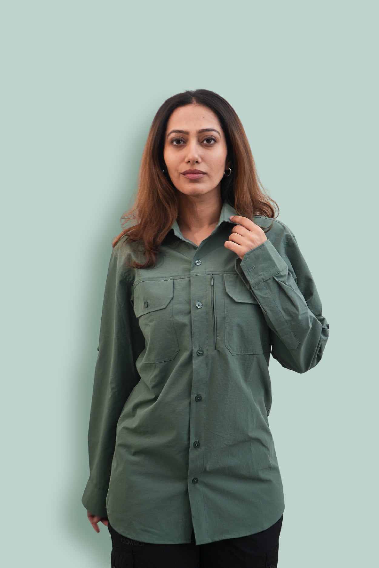 Nilgiris Full Sleeves Airvent Shirt - Teal Green