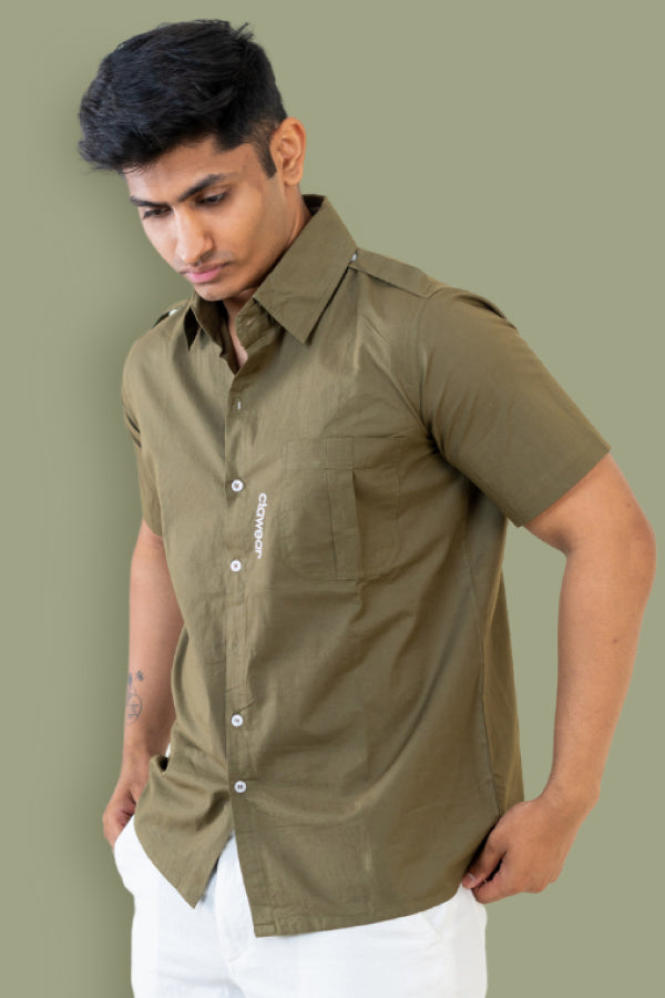Ranthambore Unisex Half Sleeve Shirt - Olive Green