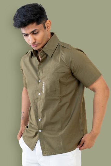 Ranthambore Unisex Half Sleeve Shirt - Olive Green
