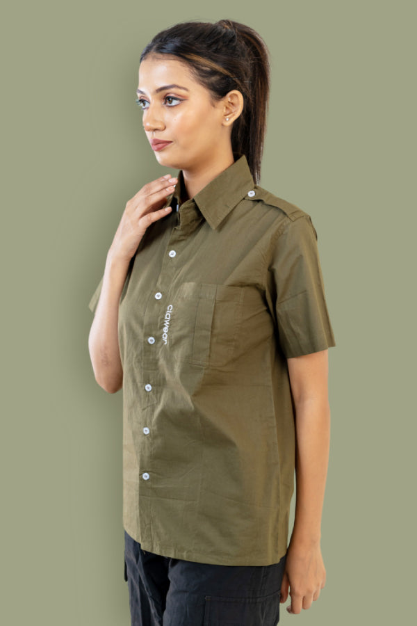 Ranthambore Unisex Half Sleeve Shirt - Olive Green