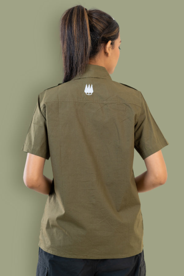 Ranthambore Unisex Half Sleeve Shirt - Olive Green