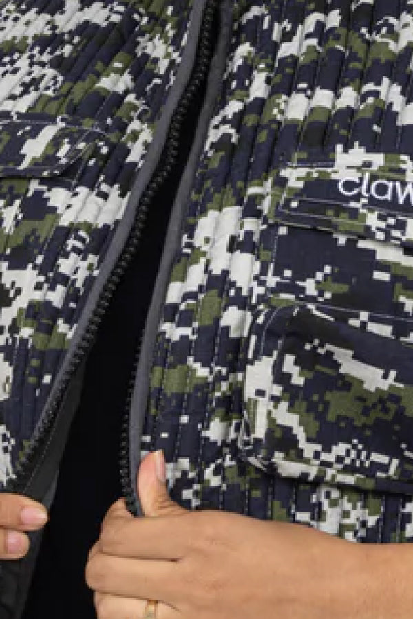 Sariska Quilted Unisex Half Jacket - Camouflage