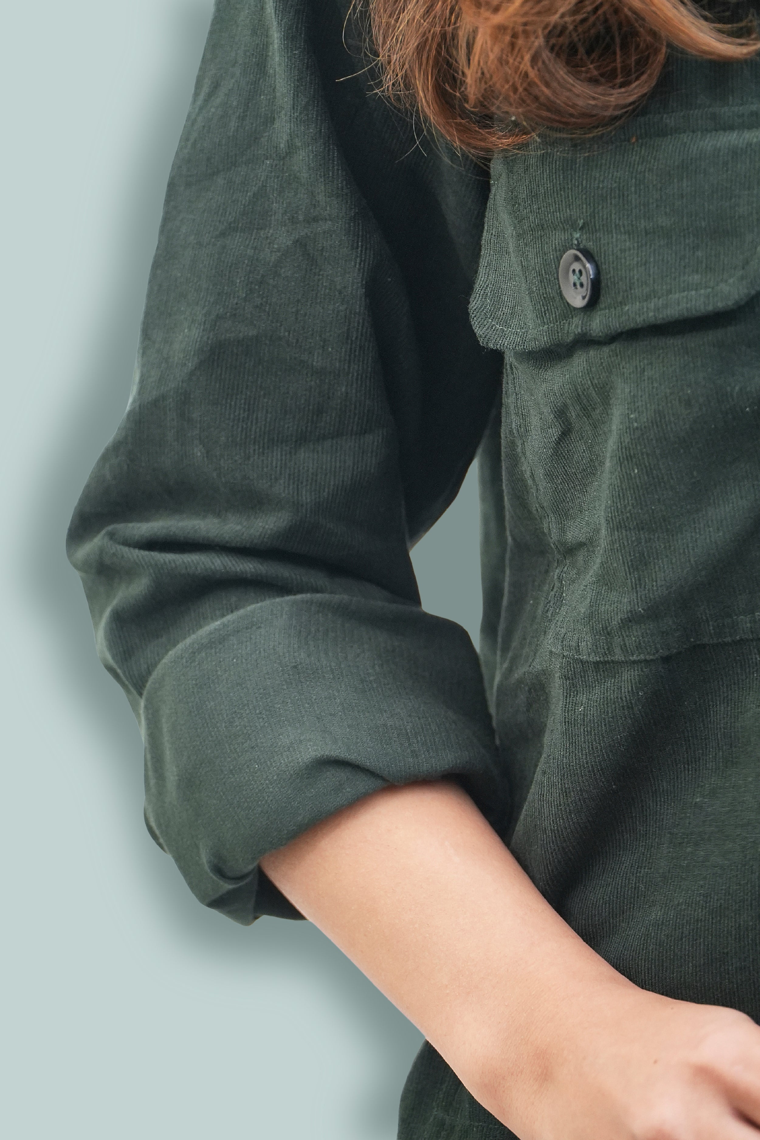 Aravali Full Sleeves Shacket - Dark Green