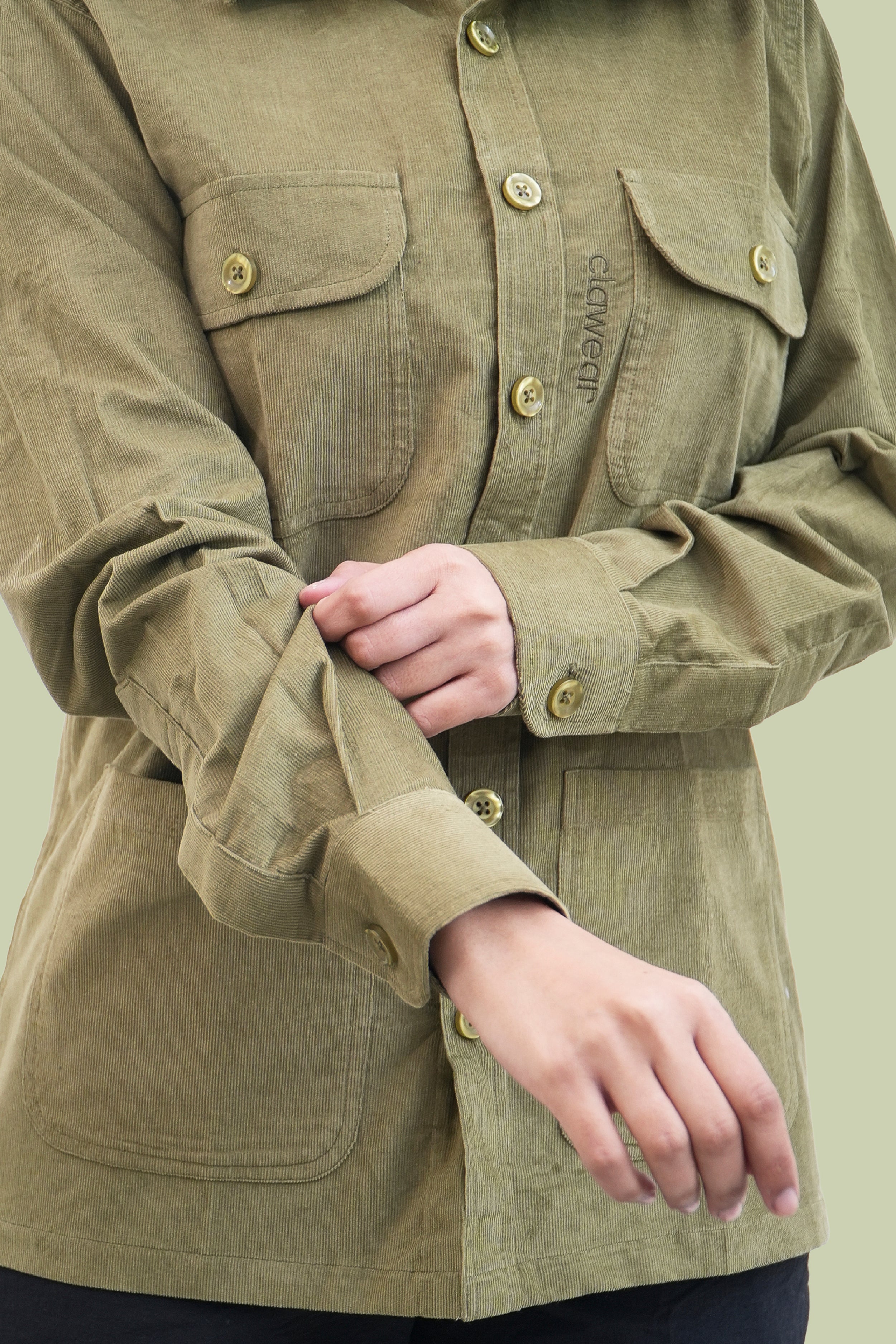 Aravali Full Sleeves Shacket - Light Green