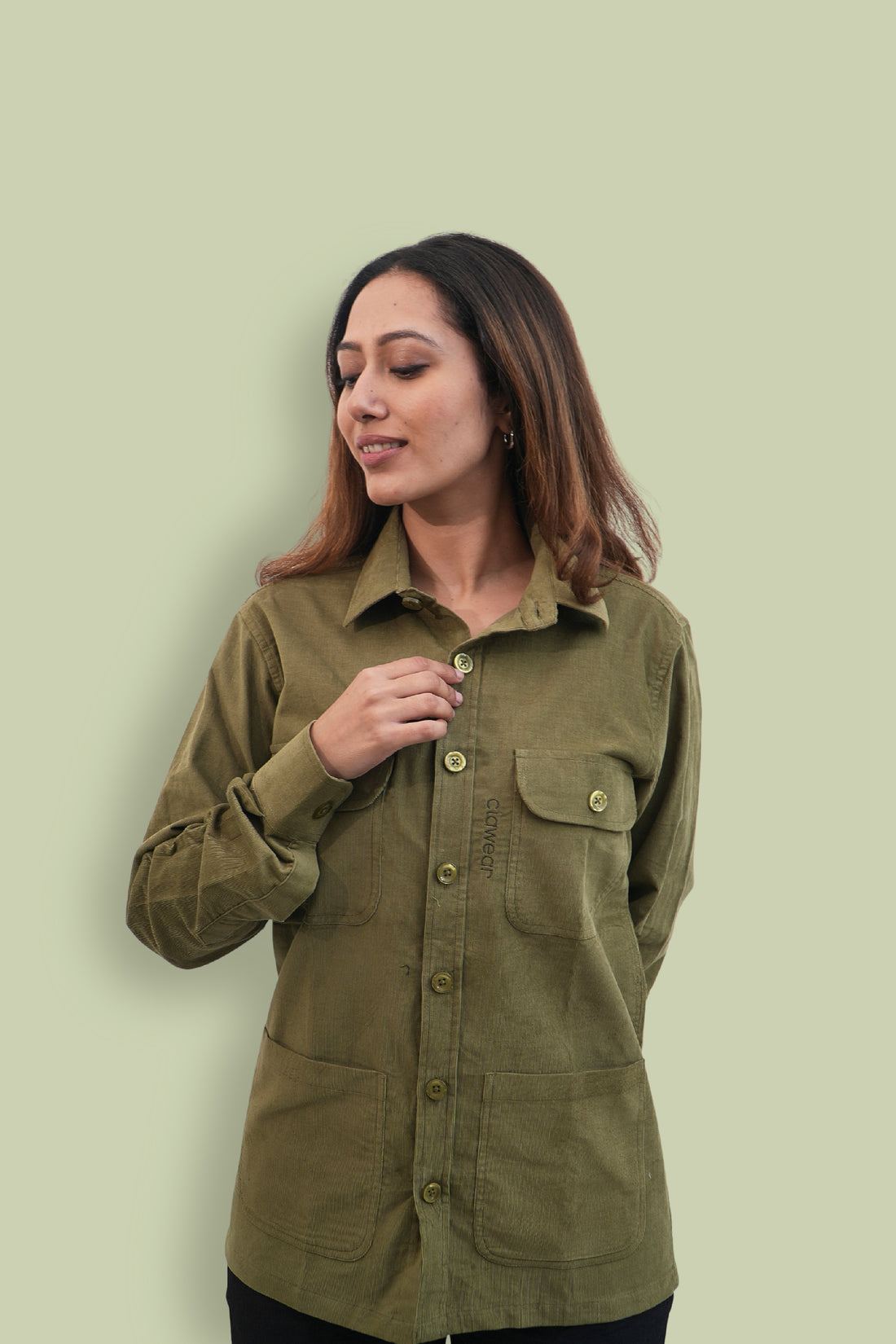 Aravali Full Sleeves Shacket - Light Green
