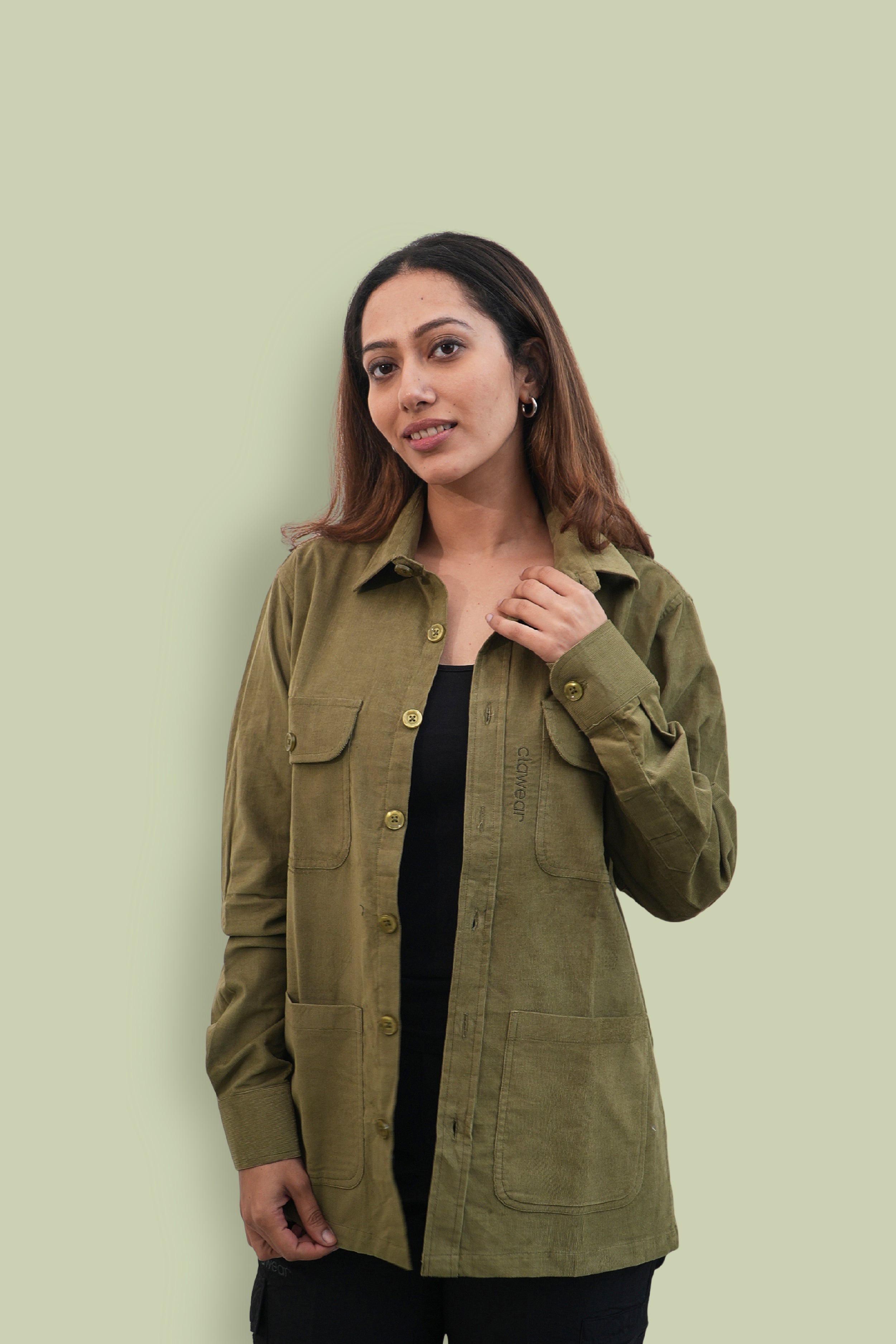 Aravali Full Sleeves Shacket - Light Green
