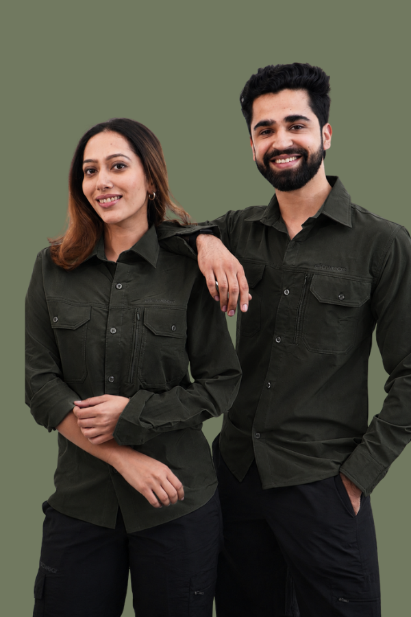 Nilgiris Full Sleeves Airvent Shirt - Olive Green